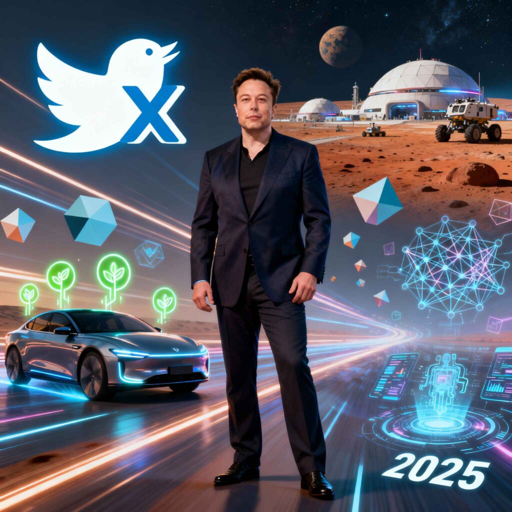 Elon Musk future plans, Mars colonization, sustainable energy vision Elon Musk, AI Elon Musk