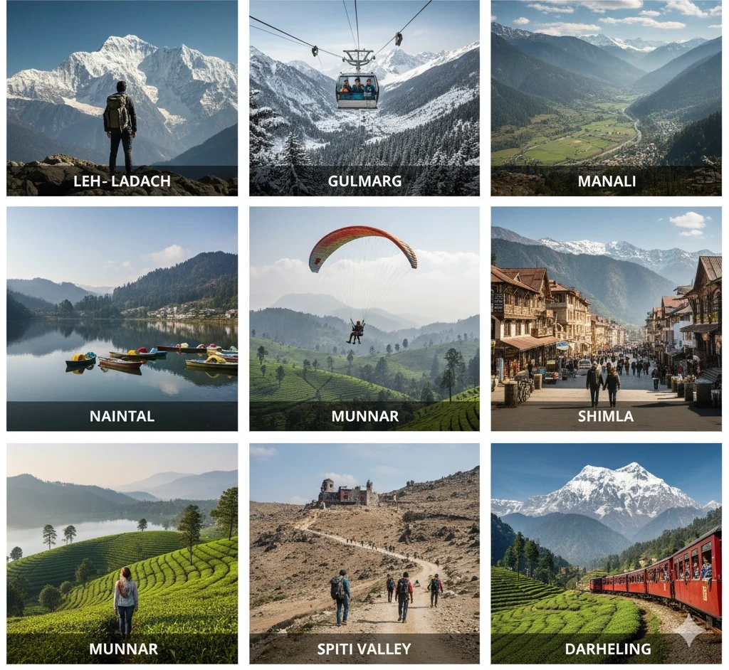 Top Mountain Hill Destinations in India